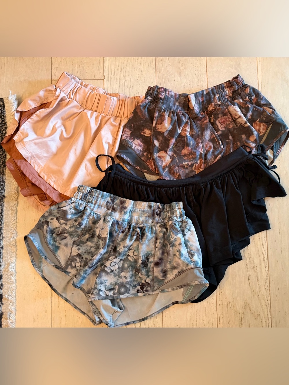 lululemon and free people movement Athletic Shorts - Black, Blush, Floral Print